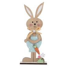 Dřevěný zajíček s mrkví, modrý, 11x4,5x25,5 cm.