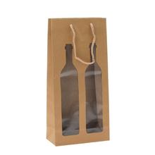 Papírová taška na dvě lahve s oknem.