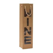 Kraft papírová taška na láhev s nápisem WINE.