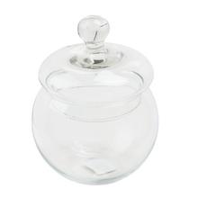 Skleněná bonboniéra s víčkem, průměr 16 cm.