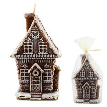 Malý hnědý perníkový domeček svíčka.