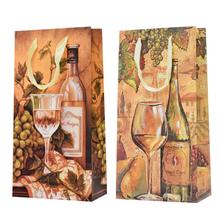 Dárková taška na dvě vína s dekorativním designem.