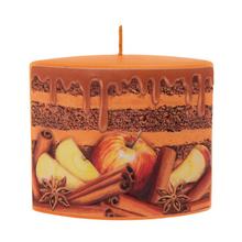 Vánoční svíčka ELIPSA GW 11/2024 114/40 ŠKORICA s motivem jablka a skořice.
