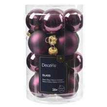 Skleněné vánoční koule v tmavě bordó barvě, balení 16 kusů.
