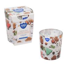 Vánoční vonná svíčka ve skle s motivem svátků.