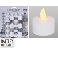 Čajová svíčka s LED světlem, napájení na baterie.