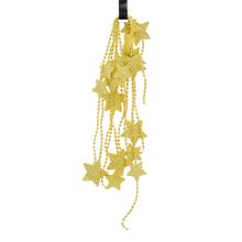 Zlatá korálková girlanda s hvězdami, délka 270 cm.