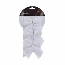 Bílé mašle z polyesteru na kartě, sada 3 kusy.