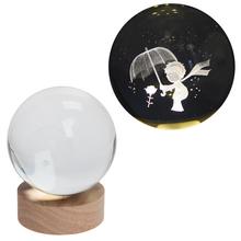 LED koule sklo na dřevěném podstavci s podsvícením Malý princ.