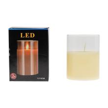 LED svíčka ve skleněném obalu, výška 10 cm, průměr 7.5 cm.