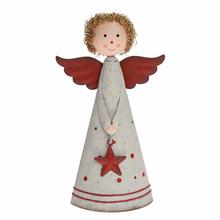 Vánoční anděl se hvězdou, plechová dekorace.