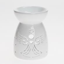 Bílá porcelánová aromalampa ve tvaru anděla.