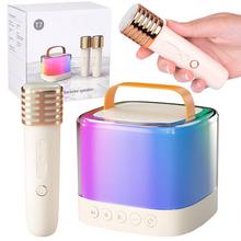 Bezdrátový mikrofon s reproduktorem a dvěma mikrofony.