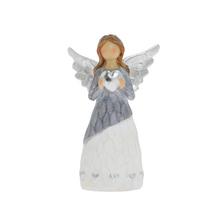 Dekorační anděl se srdcem v šedobílé barvě.