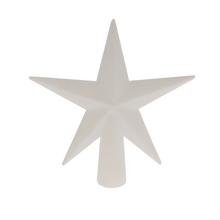 Bílý plastový špič hvězda s glitrem.