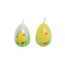 Bílé vejce s žlutým kuřátkem a květinami