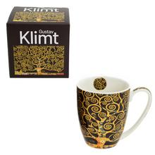 Hrnek s motivem stromu štěstí od Gustava Klimta, hnědý, 360ml.