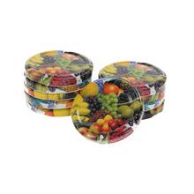 Pevná víčka na zavařování s ovocným potiskem, balení 10 ks.