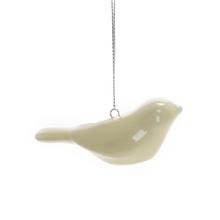 Keramická ptáček na zavěšení v bledohnědé barvě.