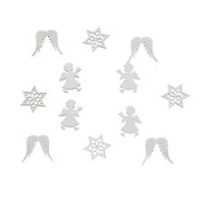 Dřevěné ozdoby bílé mix, 12 kusů, různé tvary.