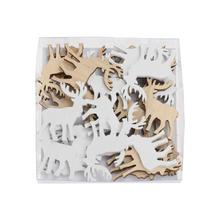 Dřevěné ozdoby jelen v bílé a přírodní barvě, mix tvarů.