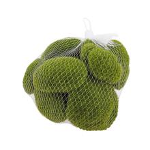 Zelené mechové kameny v síťce.