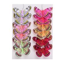 Barevní motýli na klipu, 7 cm, balení po 12 kusech.