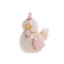 Béžové kuřátko s růžovými detaily z porcelánu.