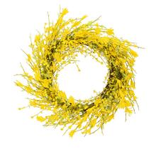 Zlatý věnec s umělými květy.