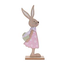 Dřevěná zajíčice na podstavci s vajíčkem, fialová