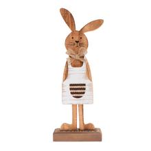 Dřevěná zajíčice na podstavci, bílá, 30 cm vysoká.