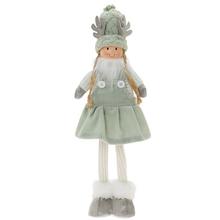 Textilní dekorace dívky v mentolové barvě s kloboukem a dlouhýma nohama.