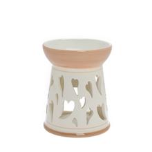 Aromalampa srdce bílá a hnědá porcelánová