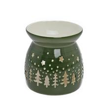 Černá aromalampa se vzorem stromečků a hvězd.