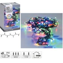 Barevná LED světla s 80 diodami, vhodná pro vnitřní a venkovní použití.