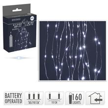 LED světýlka na drátu, studená bílá, 160 LED, na baterie