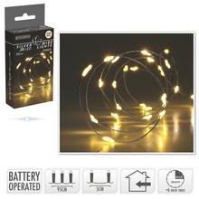 LED světýlka na drátu s teplou bílou barvou, 20 LED, s časovačem.