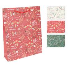 Vánoční taška s různými vzory a nápisem Merry Christmas.