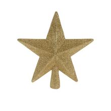 Zlatá hvězda na stromeček s třpytkami.