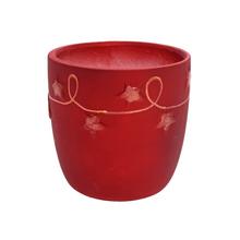 Červený květináč s hvězdičkami