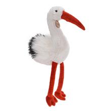Plyšový čáp s červeným zobákem a nohama, ekologický