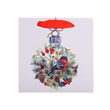 Vánoční taška s motivem ptáka a zimní přírody.