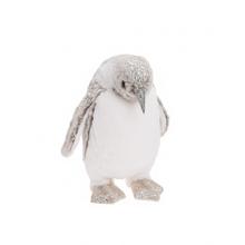 Textilní tučňák bílé a šedé barvy.