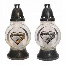 Hrobová svíčka se vzorem, sklo, kulatá, 45g.