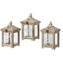 Dřevěný lampáš, sada 3 kusy.