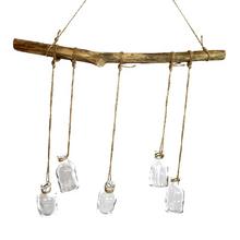 Větev z topolového dřeva se závěsem a 5 sklenicemi.