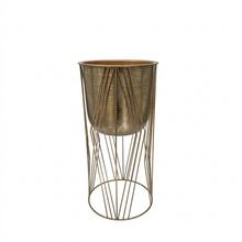 Květináč obal se stojanem v bronzové barvě.